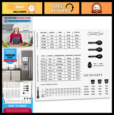 Magnetic Kitchen Conversion Chart - Liquid, Weight Measurement Guide for Cooki
