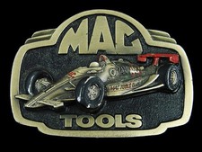 SJ11107 NOS VINTAGE 1970s MAC TOOLS RACING SPORTS ADVERTISEMENT BELT BUCKLE