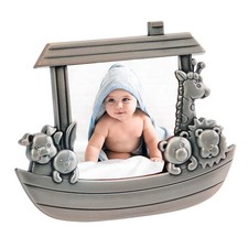 Noah's Ark Newborn Baby Photo Frame, 3"x3", Non-tarnish Brushed Pewter Finish...