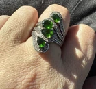 Vintage Sterling Silver 925 Teardrop Emerald Ring Size 6