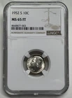 1952-S Roosevelt Dime 10c NGC MS65 FT Full Bands Mint State Uncirculated