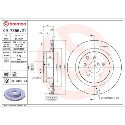 2X Brembo Bremsscheibe Hinterachse Prime Line - Uv Coated FüR Nissan-image