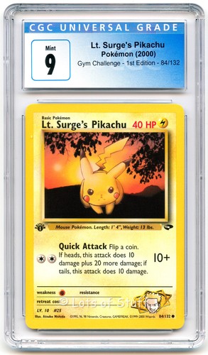 Lt. Surge's Pikachu (1st Edition) graded CGC 9 for sale on eBay