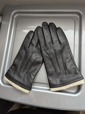 Herren Schwarz Lammfell Leder Handschuhe Mit Kaschmir Futter Med Neu NT
