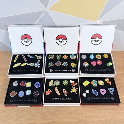 Pokemon Cartoon Liga Abzeichen mehrere Generationen Emaille Pin 6 Box Display Set
