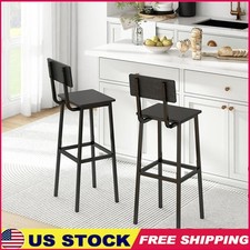 Set of 2 Bar Stools Tall Bar Chairs with Backrest and Footrest Counter Height