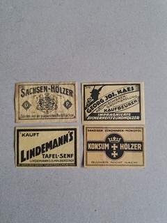 4 Zündholzetiketten Alt Deutschland 18.
