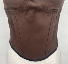 Bustier Corset Top Women Medium Brown Overbust Ring Cutout Lace Up Back Goth