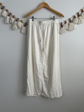 John Galt Brandy Melville Ivory Drawstring Slit Linen Blend Skirt Coastal Preppy
