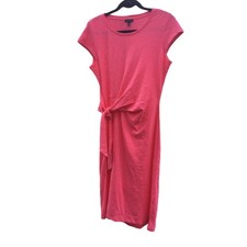 Talbots Women Short Sleeve Dress Size Small NEW Bright Pink Knit Knot Front Work