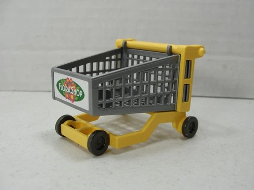 Vintage Playmobil Gray/Yellow Shopping Cart
