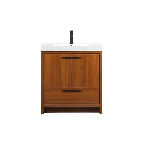 Elegant Decor Wyatt 30" Aluminum Alloy and MDF Single Bathroom Vanity in Teak - Picture 3 of 8