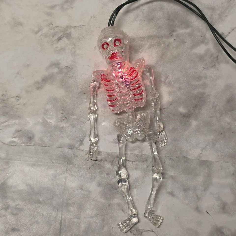 Cadena de luces rojas vintage parpadeante esqueleto aterrador Halloween juego de 10 luces decoración Foto 3 de 4