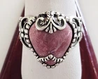 STERLING & Pink RHODOCROSITE "heart" Carolyn Pollack Sterling Silver Ring SZ 9