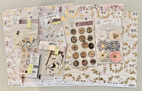 Prima Marketing Spring Farm House Scrapbook LOT Paper Ephemera Flowers