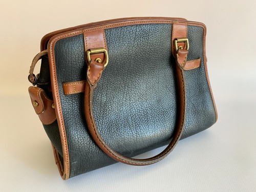 Vintage Dooney & Bourke Zipper Top Satchel Buckle Bag Black Brown All WeatherUSA - Picture 3 of 7