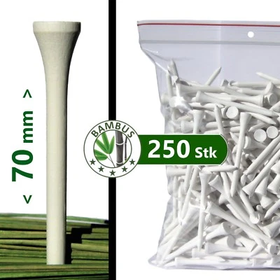 GOLF-TEES | 250 x | Bambus (bamboo) - 70 mm - weiß | premium Holz / prime wood - Bild 1 von 4