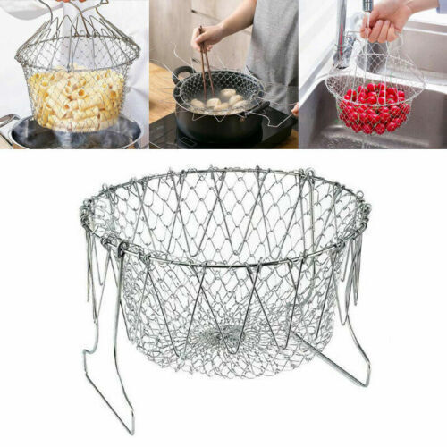 Kochen Frittiersieb Teleskopisch Korb Sieb Faltbar Frittierkorb Chef Küchensieb - Bild 1 von 12