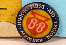 Vintage Junior First Aid Legion Member Pinback Button.