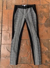 Diane Von Furstenberg Skinny Leg Pants Women  s 2 Black White Pattern
