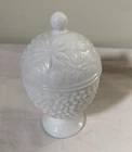 Avon Vintage Milk Glass Covered Candy Dish Apothecary Trinket Jar 6.5" Tall