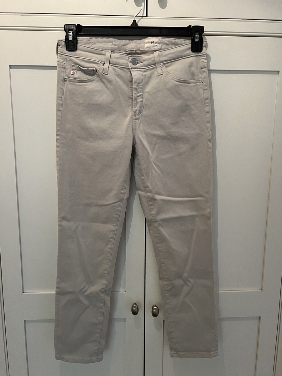 ag prima crop cigarette crop AG Adriano Goldschmied The Prima Crop Cigarette Jeans Womens Cream Size 28R
