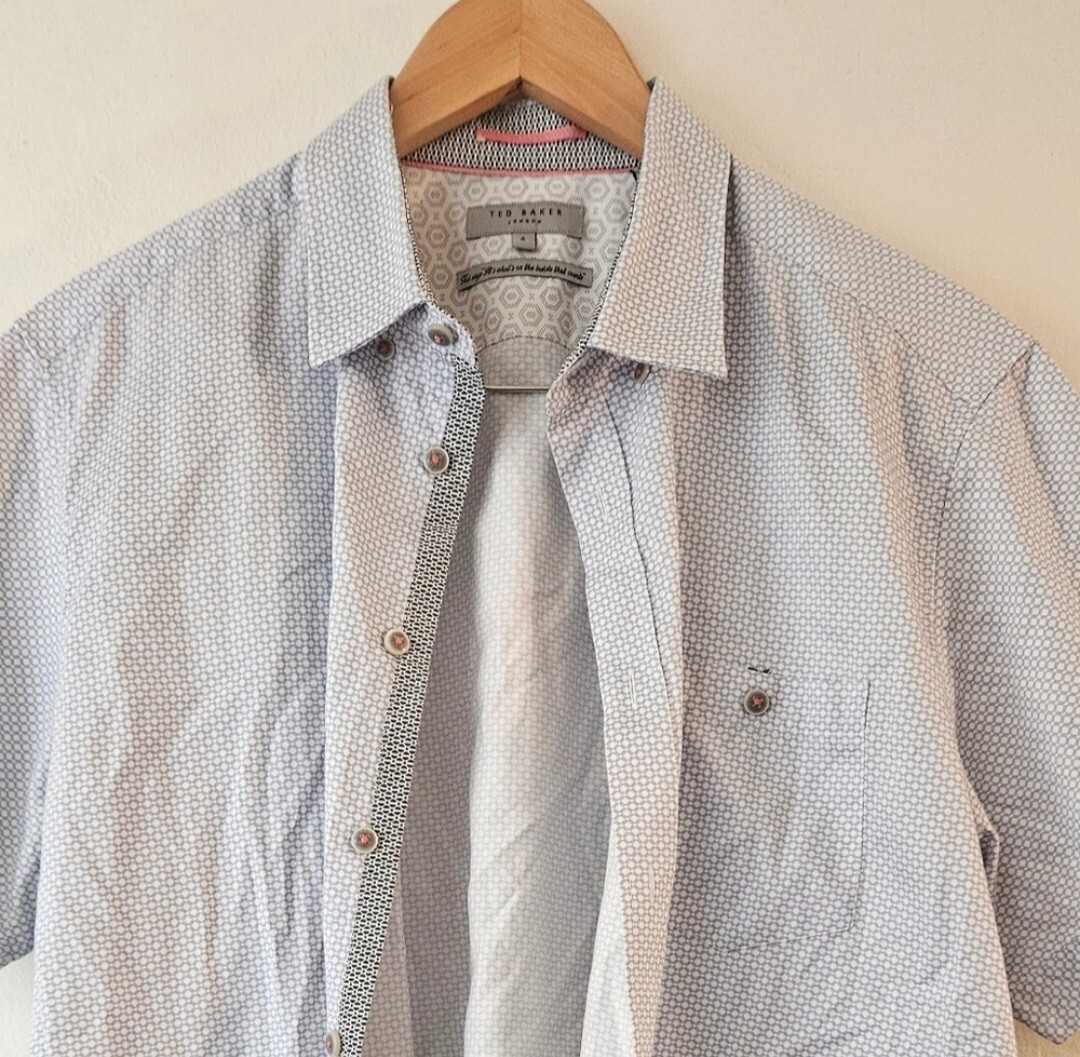 Ted Baker Patterned Light Blue Button Down Shirt … - image 3