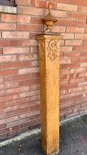 ORNATE ANTIQUE OAK  WOOD STAIRS NEWEL POST 69”