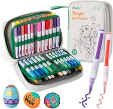 Ohuhu Acrylic Paint Markers, 48 Paint Pens Set of 24 Fine & 24 Round Tip