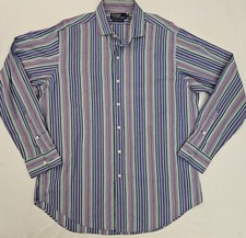 Vintage Polo Ralph Lauren Estate Sport Stripe Mens L Button Up Shirt Multi Color