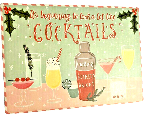 Christmas Cocktails Placemats Set of 4 Vinyl Foam Back Winter Holiday Drinks - Picture 2 of 11