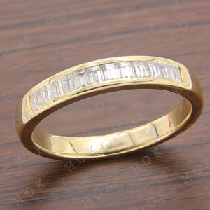 Men's 14k Yellow Gold Emerald Cut Diamond Wedding Band ...