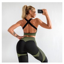 Workout Sets for Women 2 Piece Seamless Crop Tank High Waist Pants Yoga Outfits