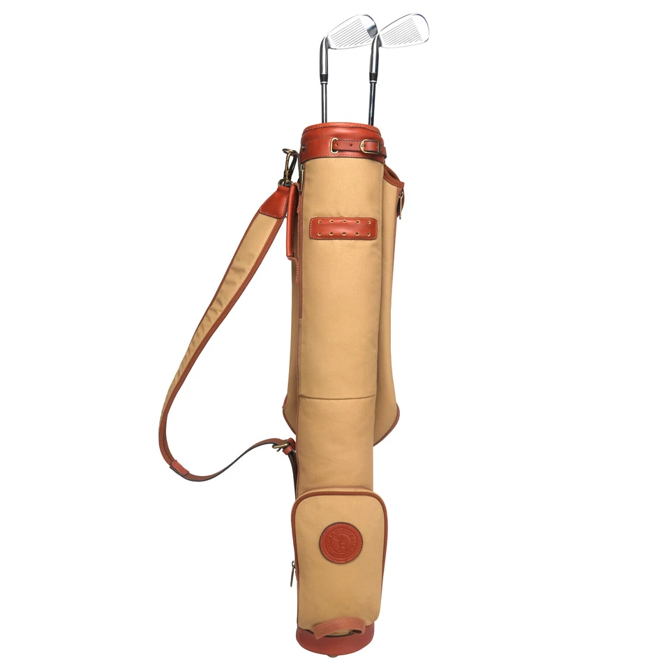 TOURBON Canvas Golf Bag Hold 7-9 Clubs Sunday Portable Carry Train Bag 4 Colors - Image 3 of 4