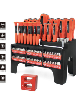 HORUSDY 101-teiliges magnetisches Schraubendreher-Set mit Kunststoffablage, inklusive
