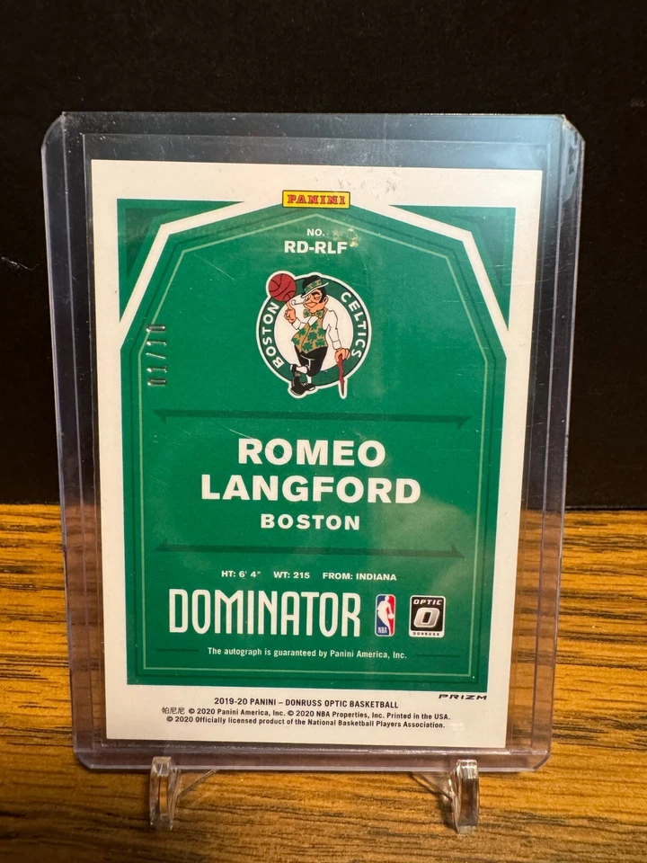 2019-20 Panini Romeo Langford Optic Rookie Dominator Signature Auto GOLD 01/10 - Image 2 of 2
