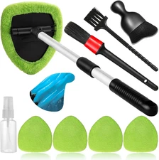 10Pcs Windshield Cleaner Tool, Car Window Cleaning Wash Kit with 4 Reusable Micr