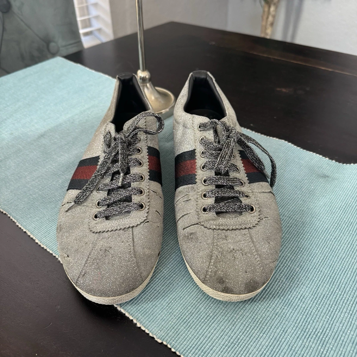 Gucci Silver Glitter Casual in good condition 7 1/2 (Men) (Authentic) with box Gucci Silver Casual Shoes for Men for sale | eBay main image 2