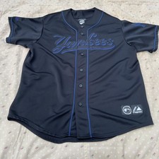 Vintage 90s Majestic New York Yankees Blackout Black Blue Jersey Size XL Rare