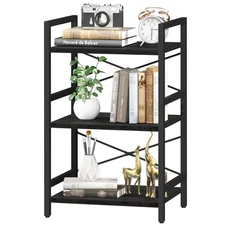 Yoobure Bookshelf Small Book Shelf, Solid Industrial 3 Tier Shelf Bookcase,