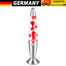 Große Lavalampe 33cm Rot rLavaleuchte Silber Metallfuß Glas inkl. Leuchtmittel