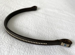 STUBBEN 15-1/4" COB~Small Horse Size BROWN English Browband Clear Crystals~EUC