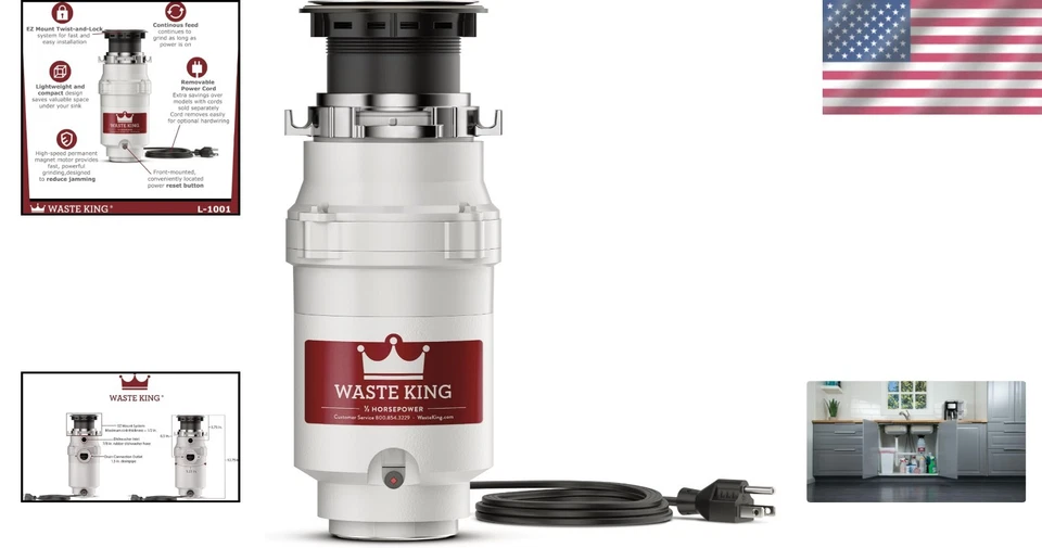 Easy Installation Garbage Disposal with Power Cord - Image 2 of 4