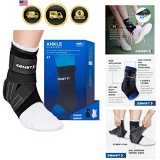 A1 Black Ankle Brace for Sports - Breathable Sports Ankle Support for Men and...