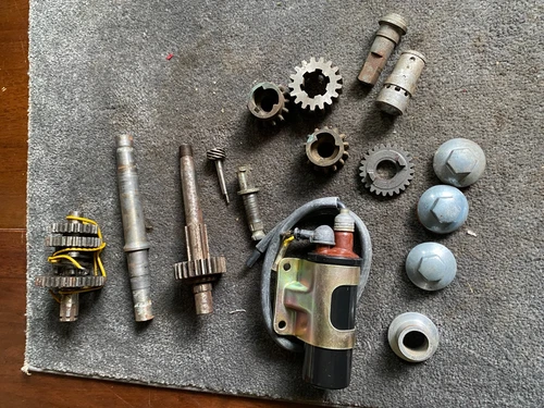 Lot of 1950s AJS AMC Matchless Parts - Coils, Caps, Gears, Shaft, etc.