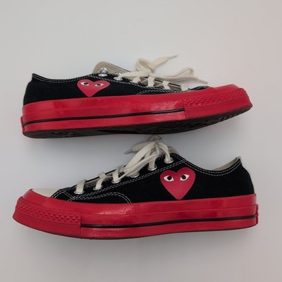 Comme Des Garcons Play X Converse Chuck 70 Low 'Black Red' Unisex M7/W9 Red Sole