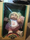 Cabbage Patch Kids 1985 Girl Play Doll Blonde Curly Hair Pink Dress Original Box