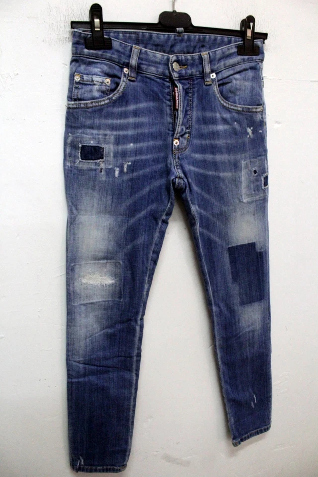 Dsquared2 Jeans Junge 12Y Denim Blau Patch Zerrissen Original Made IN Italy - Bild 4 von 4