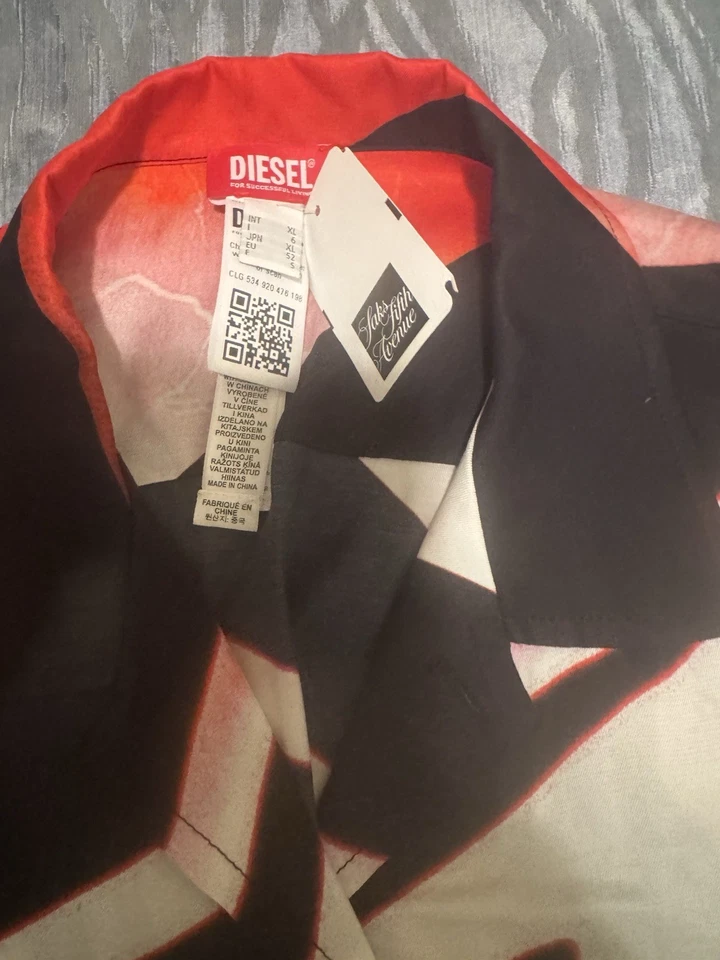 Mens NWT Diesel s/s button -down shirt Blk/red/wht XL - Image 2 of 4