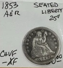 1853 seated liberty quarter arrows rays